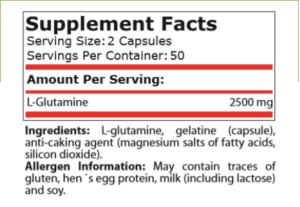 Глутамин 1250 мг | Glutamine | Pure Nutrition, 100 капс 