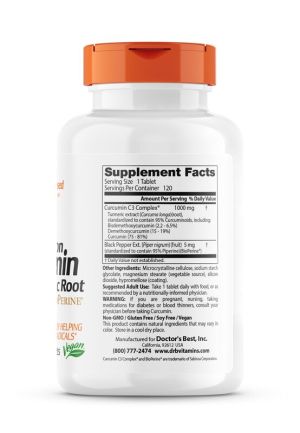  Куркумин с биоперин 1000 мг | Curcumin C3 Complex,  Doctor's Best, 120 капс 