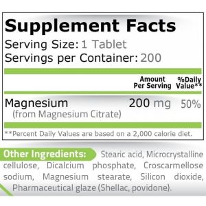 Магнезий Цитрат 200 мг | Magnesium Citrate | Pure Nutrition, 100 табл. 