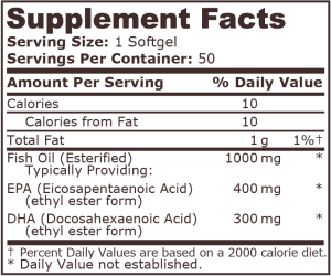 Супер Омега 3 | Super Omega 3 400 EPA / 300 DHA  | Pure Nutrition, 50 драж 
