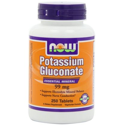 Калий 99 мг | Potassium Gluconate | Now Foods, 100 табл