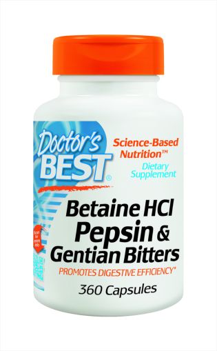  Бетаин с пепсин | Betaine HCL Pepsin and Gentian Bitters | Doctor's Best, 360 капс