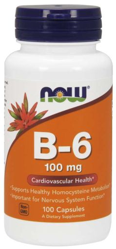 Витамин Б-6, Пиридоксин, 100 мг | Vitamin B-6 | Now Foods, 100 капсули