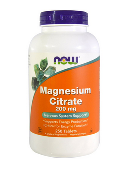 Магнезий цитрат 200 мг | Magnesium Citrate | Now Foods, 250 табл