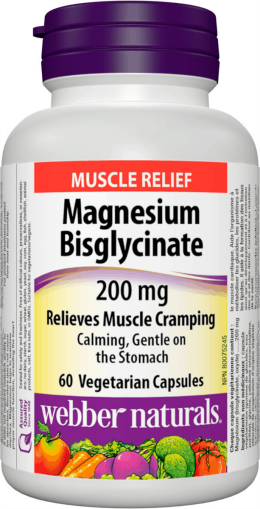 Магнезий Бисглицинат 200 мг | Magnesium Bisglycinate | Webber Naturals, 60 вег.капс.
