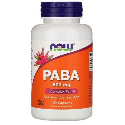 Pара-аминобензоена киселина 500 мг| Paba |  Now Foods, 100 капс 