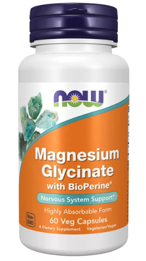 Магнезий  Глицинат с Пиперин | Magnesium Glycinate & BioPerine | Now Foods, 60 капс. 