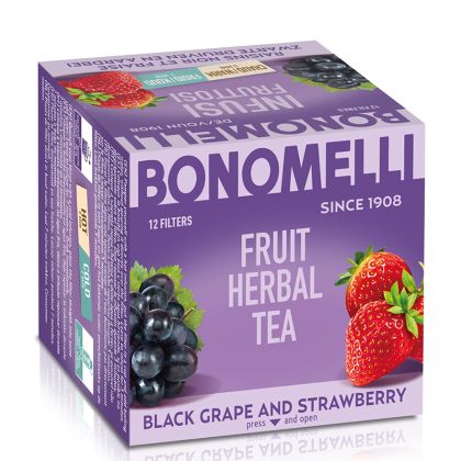 Плодов чай с черно грозде и ягода | Infusion Frutosi Black Grape and Strawberry | Bonomelli, 12 пакетчета 