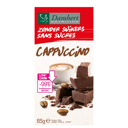 Шоколад с вкус на капучино без захар| Zonder suikeers sans sucres Cappuccino | Damhert Nutrition 85 g