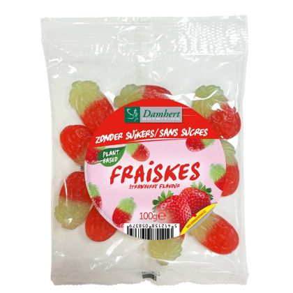 Дъвчащи бонбони с вкус на ягода без захар | Zonder Suikers Fraiskes | Damhert Nutrition 100 g