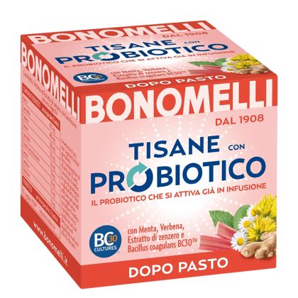 Билков чай с пробиотик за храносмилателната система | Tisane con Probiotico Dopo Pasto | Bonomelli, 10 филтърни пакетчета