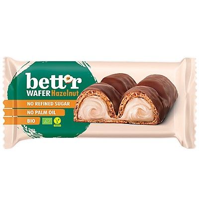 Био вафлен бар с лешников крем |Wafer Hazelnut | Bett'r, 33 гр. 