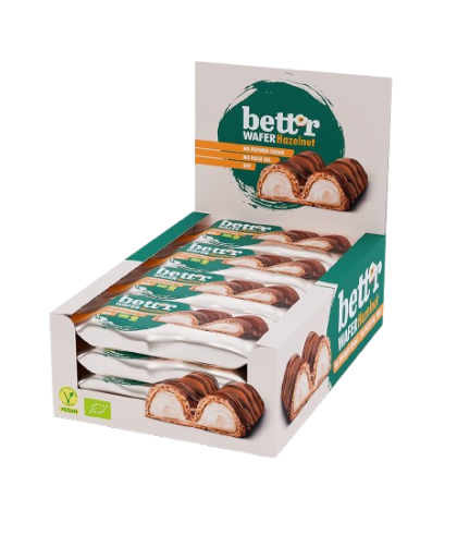 Био вафлен бар с лешников крем |Wafer Hazelnut | Bett'r, 16 х 33 гр.