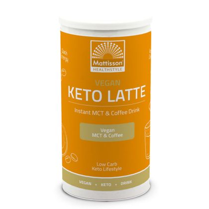 Веган Кето лате - Инстантна напитка с кафе и MCT масла, с аромат на бадеми | Vegan Keto Latte Instant MCT Coffee Drink | Mattisson Healthstyle, 200 г прах