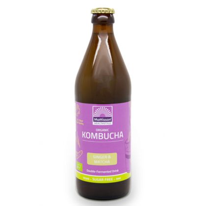 Комбуча с джинджифил матча, БИО | Organic Kombucha Ginger Matcha | Mattisson Healthstyle, 500 мл