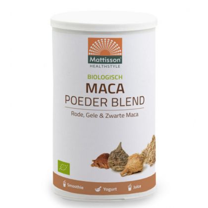 Мака (червена, жълта и черна), БИО |Biologische Maka Poeder Blend – Rode, Gele, Zwarte Maca | Mattisson Healthstyle, 300 г прах