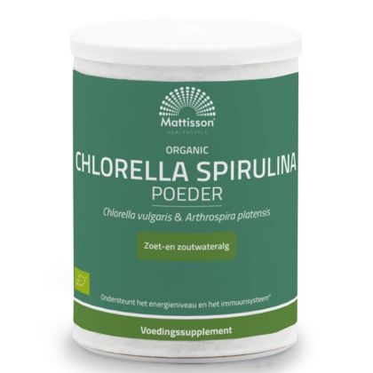 Хлорела + спирулина, БИО | Organic Chlorella Spirulina Poeder | Mattisson Healthstyle, 125 г прах