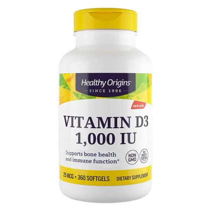 Витамин D3 1000 IU/ 25 µг | Vitamin D3 | Healthy Origins, 360 софтгел капсули