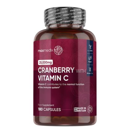 Червена боровинка 500 мг + витамин С 100 мг | Cranberry with Vitamin C | WeightWorld, 180 капсули