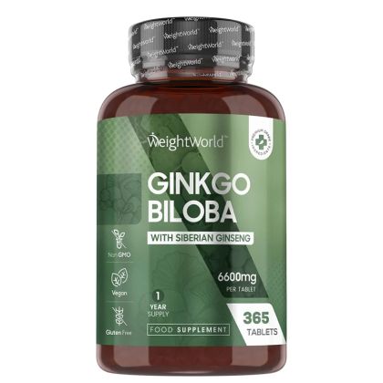 Гинко билоба + сибирски женшен | Ginkgo Biloba with Siberian Ginseng | WeightWorld, 365 таблетки