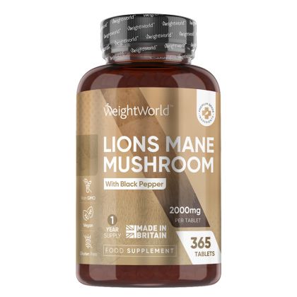 Лъвска грива с черен пипер | Lions Mane Mushroom with Black Pepper | WeightWorld, 365 таблетки