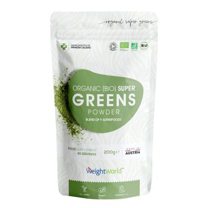 Супер зелени храни | Organic Super Greens Powder Blend | WeightWorld, 200 г прах