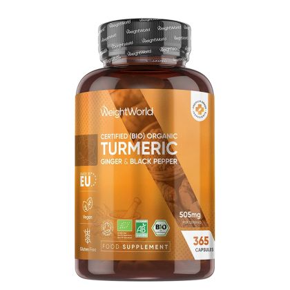 Куркума с джинджифил и черен пипер | Organic Turmeric Ginger Black Pepper | WeightWorld, 365 капсули