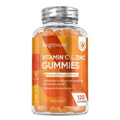 Витамин C + цинк Гъми | Vitamin C Zinc Gummies | WeightWorld, 120 желирани таблетки, с вкус на портокал