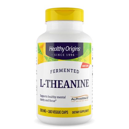 L-Теанин 100 мг | Fermented L-Theanine | Healthy Origins, 180 капсули