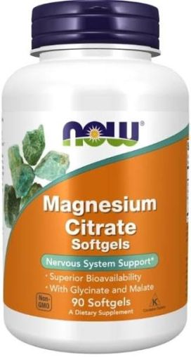 Магнезий Цитрат, Малат, Глицинат | Magnesium Citrate, Malate | Now Foods, 90 дражета 