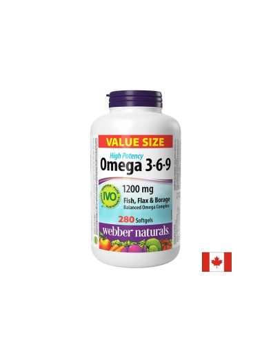 Омега 3-6-9 1200 мг | Omega 3-6-9 | Webber Naturals, 280 софтгел 