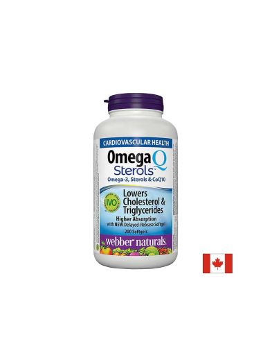 Oмега 3, растителни стероли и коензим Q10 |  Omega Q Sterolsl | Webber Naturals, 220 софтгел със забавено освобождаване 