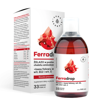 Желязо + фолиева киселина с витамини С, В6, В12 | Ferradrop | Aura Herbals, 500 ml