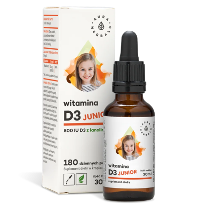 Витамин D3 800 IU | Witamina D3 Junior | Aura Herbals, 30 ml капки 