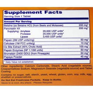 Papaya Enzymes / Храносмилателни ензими 180 дъвчащи таблетки  