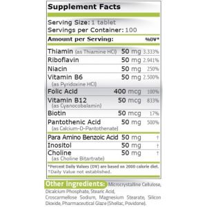 Витамин Б50 | Vitamin B-50 | Pure Nutrition, 100 табл