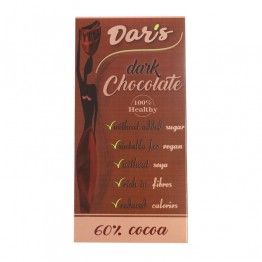 Черен шоколад без захар |  60 % какао с еритритол | Dar's  50 гр