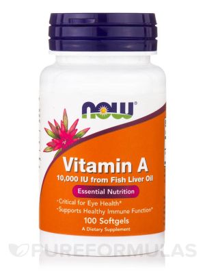 Витамин A 10 000 IU | Vitamin A | Now Foods, 100 Дражета 