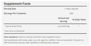 Таурин 1000 мг | Taurine | Now foods, 250 капс