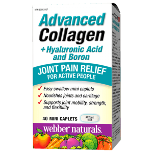 Колаген, хиалуронова киселина и бор| Advanced Collagen + Hyaluronic Acid and Boron  | Webber Naturals, 40 мини каплети 