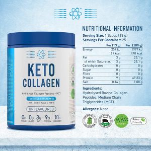 Кето хидролизиран колаген с МСТ | Keto Collagen with MCT | Applied Nutrition, 130 г 