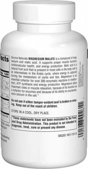  Магнезий Малат 1250 мг | Magnesium Malate | Source Naturals, 90 табл. 