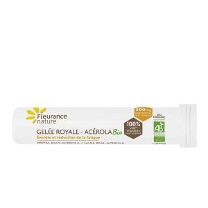 Пчелно млечице и Ацерола (натурален витамин С) БИО | Gelee Royale Acerola BIO | Fleurance Nature, 15 дъвчащи таблетки, с вкус на мед и лимон