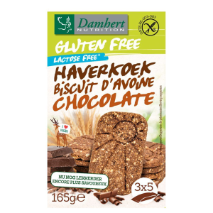 Овесени бисквити с шоколад без глутен и лактоза | Haverkoek Biscuit d’Avoine Chocolade | Damhert Nutrition 165 g