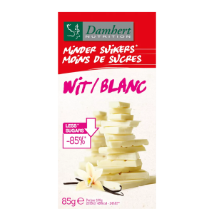 Бял шоколад без захар| Minder Suikers moins de sucres Wit blanc | Damhert Nutrition 85 g