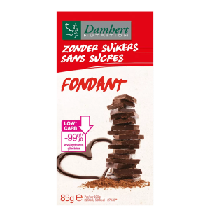 Черен шоколад без захар с ниско съдържание на въглехидрати| Zonder Suikers sans sucres Chocoladetablet Fondant | Damhert Nutrition 85 g
