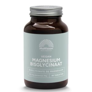 Магнезий (бисглицинат) 100 мг с таурин и черен пипер | Vegan Magnesium Bisglycinaat | Mattisson Healthstyle, 180 таблетки