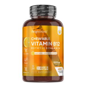 Витамин B12 (метилкобаламин) 1000 μг | Chewable Vitamin B12 | WeightWorld, 400 дъвчащи таблетки, с вкус на лимон
