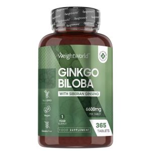 Гинко билоба + сибирски женшен | Ginkgo Biloba with Siberian Ginseng | WeightWorld, 365 таблетки