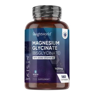 Магнезий (бисглицинат) 100 мг + витамин B6 | Magnesium Glycinate | WeightWorld, 180 капсули